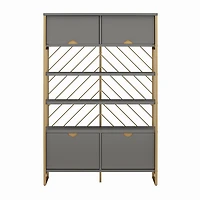 CosmoLiving by Cosmopolitan Brielle Shoe Storage Bookcase & Room Divider, Graphite Gray