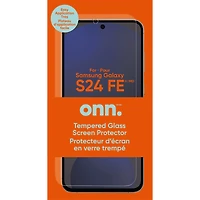 Onn. Samsung Galaxy S24 FE Premium Japanese Tempered Glass Screen Protector with Easy Application Tray, Scratch & Impact Absorbing