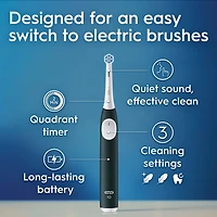 Brosse à dents électrique rechargeable Oral-B iO Série 2, vert forêt avec 1 brossette soins doux – Capteur automatique de pression pour protéger les gencives – 3 modes –