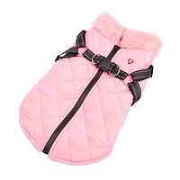 One Paw, Veste Matelassée Légère pour Chien avec Harnais, Rose Gilet matelassé noir léger pour chien avec harnais