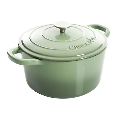 Crock-Pot Artisan Four hollandais en fonte émaillée avec couvercle, vert pistache, rond, 7 Qt