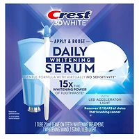 Crest 3DWhite Daily Whitening Serum with LED Light, Leave-on Teeth Whitening Treatment, 21ML