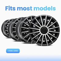 Alpena 17" Austin Wheel Covers, Silver & Black, set of 4