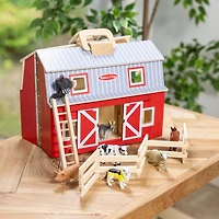 Melissa & Doug Fold and Go Wooden Barn With 7 Animal Play Figures
