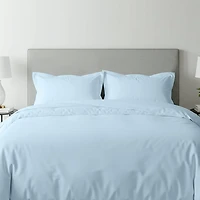 Beddora 3 Piece Duvet Cover Set, 100% Cotton Breathable Bedding Set, Soft Comforter Cover with 2 Pillow Shams, king - light blue