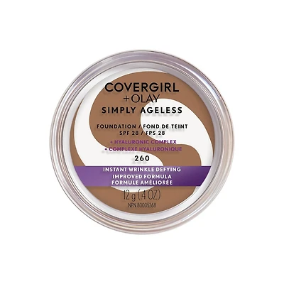 COVERGIRL Simply Ageless Instant Wrinkle Defying Foundation With Hyaluronic Complex, Vitamin C, and Niacinamide - SPF 28, 100% Cruelty-Free