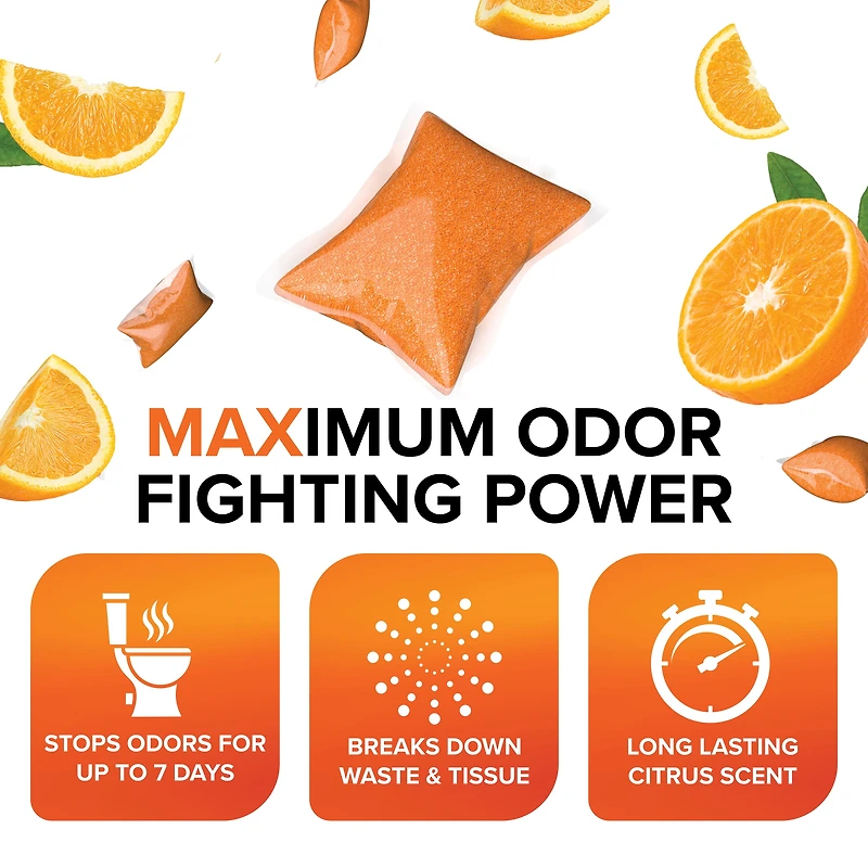 Camco TST MAX RV Toilet Treatment Drop-INs - Orange Scent, 30-Pack (41182)