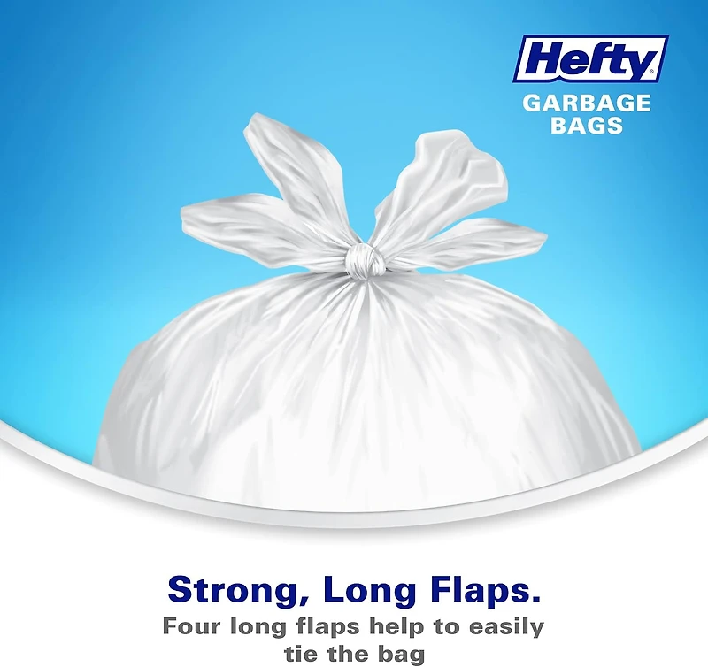 Hefty Easyflaps™ Lot de 55 sacs poubelle solides pour cuisine Blanc Taille XS 25 l