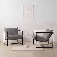 Chaise d’appoint intérieure à armature métallique avec assise en toile Zinus Aidan Gris clair, gris foncé, noir, beige