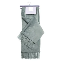 Elle Decor Chenille Fringe Sofa Throw - Peluche douce en flanelle chaude - Pour canapé et canapé