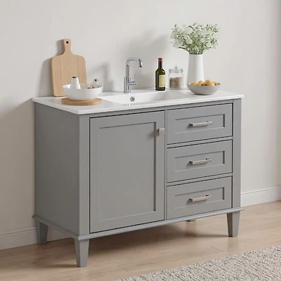 Buffet de cuisine moderne Homy Casa 76 cm gris anthracite avec évier en céramique