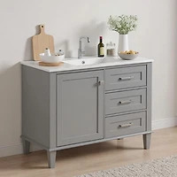 Homy Casa 30 in Modern Charcoal Grey Kitchen Sideboard with Ceramic Sink