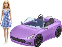 Barbie Doll (11.5 in Blonde) & Purple Convertible Car, 3 to 7 Year Olds, Ages 3+