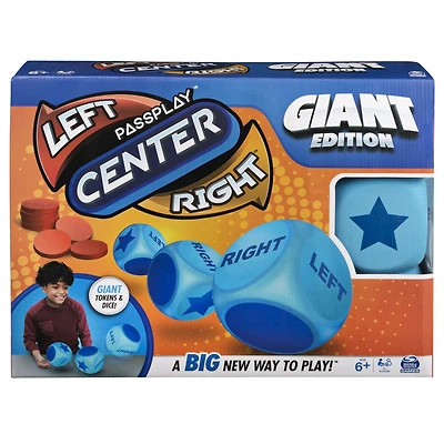 Spin Master Games, Left Center Right Giant Edition, Family Game for Indoor & Outdoor Fun with Big Oversized Board, for Family and Kids, 2-4 Players, Ages 6 & Up