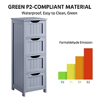 FullFurnique Wooden Freestanding Bathroom Floor Cabinet with 4 Drawers, Gray