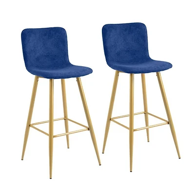 Homylin Modern Counter Height Bar Stools Set of 2, 30" Upholstered Bar Chairs Dining Stool with Backs, Golden Legs and Footrest for Home Bar Kitchen Island