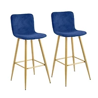 Homylin Modern Counter Height Bar Stools Set of 2, 30" Upholstered Bar Chairs Dining Stool with Backs, Golden Legs and Footrest for Home Bar Kitchen Island