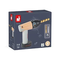 Janod - Brico'Kids - Perceuse - Bois - Jouet de Développement des Compétences Motrices - Apprentissage Précoce - Créatif et Imaginatif - Pour Tout-Petits - À Partir de 3 Ans + - Multilingue - J06474.