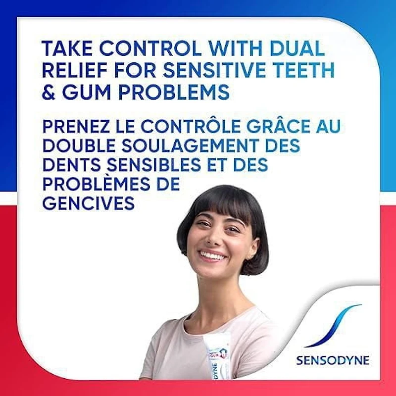 Dentifrice pour dents sensibles Sensodyne pour le soulagement de la sensibilité dentaire et l’amélioration de la santé des gencives, dentifrice au fluorure, blanchissant, 75 mL Blanchissant, 75 mL