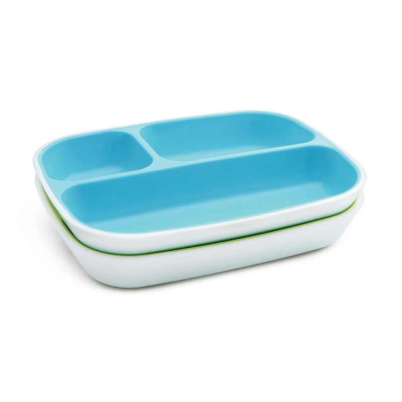 2 Divided Plates with Non-Slip Base Splash™ de Munchkin®, violet/rose