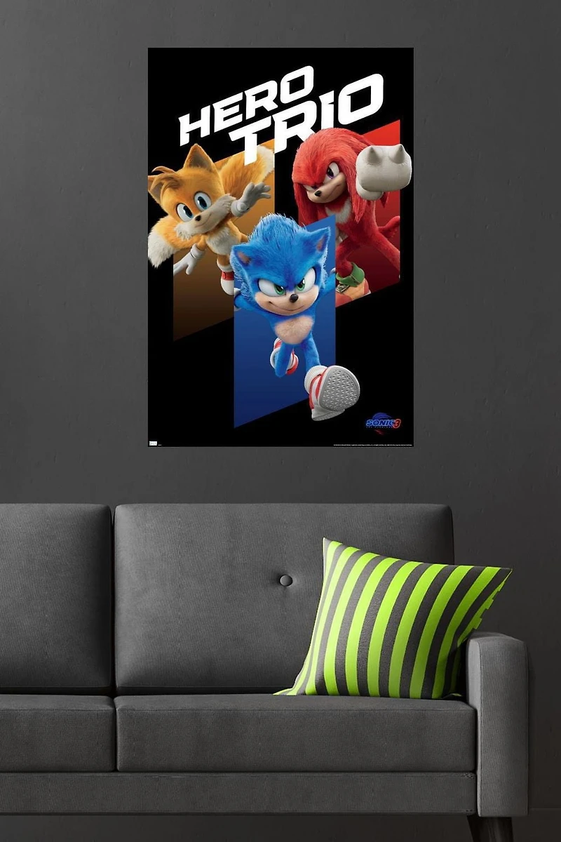 Sonic The Hedgehog 3 - Hero Trio Wall Poster, 22.375" x 34"
