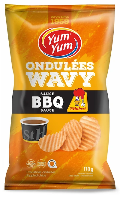 Yum Yum Wavy chips St-Hubert BBQ sauce 170g, Yum Yum Wavy chips St-Hubert BBQ sauce 170g