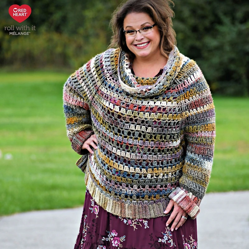 Red Heart® Roll with it melange™ #4 Worsted (Medium) Acrylic Yarn, 5.29oz/150g 389 Yards, Red Heart Roll with it melange Yarn