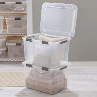 Sterilite Boîte de Rangement avec Couvercle à Charnière 75L Gris Plat