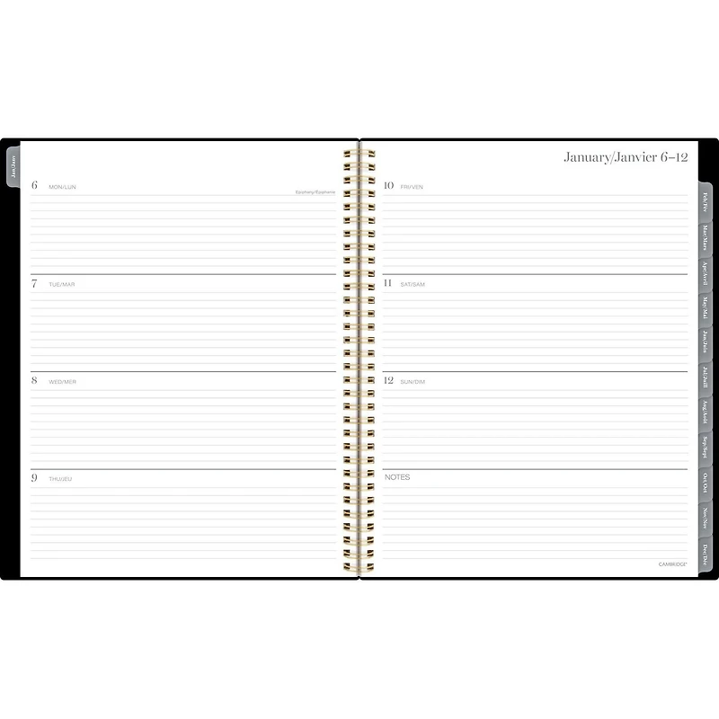 Grand agenda hebdomadaire/mensuel Cambridge Emerson Planificateur