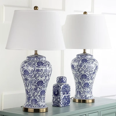Safavieh Spring Lampe de Table, Bleu/Blanc, Lot de 2