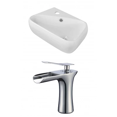 17.5-in. W Wall Mount White Bathroom Vessel Sink Set For 1 Hole Left Faucet AI-17911