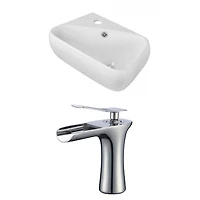 17.5-in. W Wall Mount White Bathroom Vessel Sink Set For 1 Hole Left Faucet AI-17911
