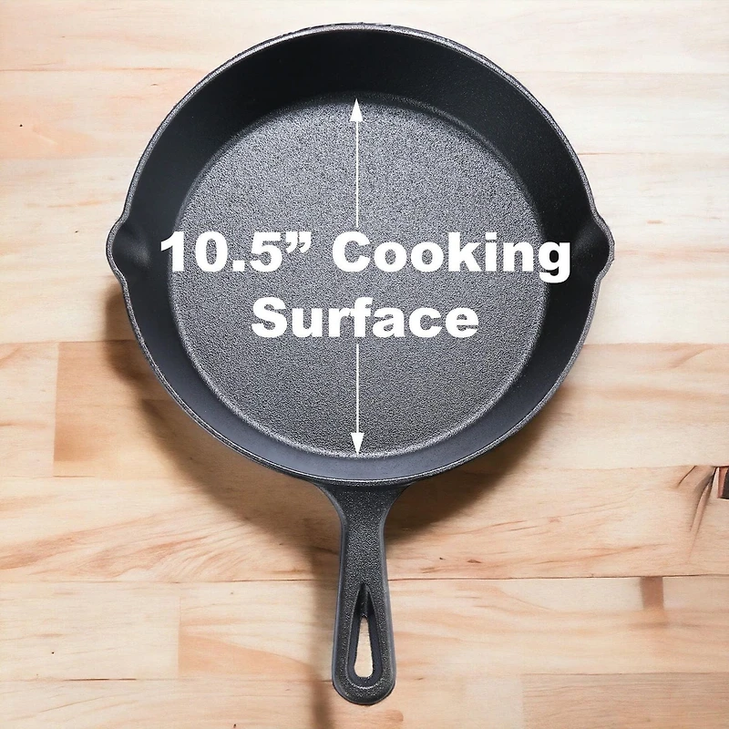 Mainstays 10.5" Round Non-Stick Pre-Seasoned Cast Iron Skillet, Black, Hand Wash Only