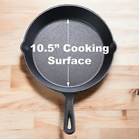 Mainstays 10.5" Round Non-Stick Pre-Seasoned Cast Iron Skillet, Black, Hand Wash Only