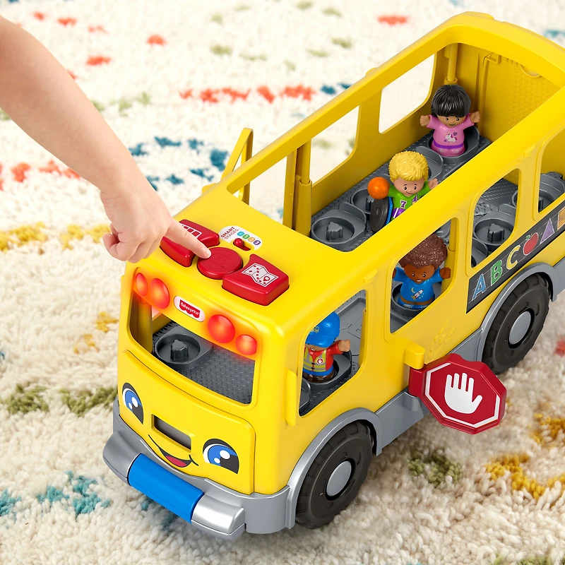 Fisher-Price Little People Big Yellow School Bus Pull-Along Toddler Learning Toy, 4 Figures