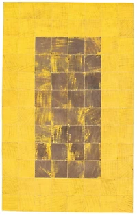 ECARPETGALLERY Tapis Fait à la Main pour Salon, Salle à Manger et Chambre à Coucher Contemporain Collection Patchwork en cuir 5'0" x 8'0" en Jaune
