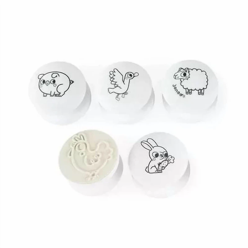 Janod - Farm Stampinoo 5 tampons pour enfants - Loisirs créatifs pour enfants de 18 mois et plus