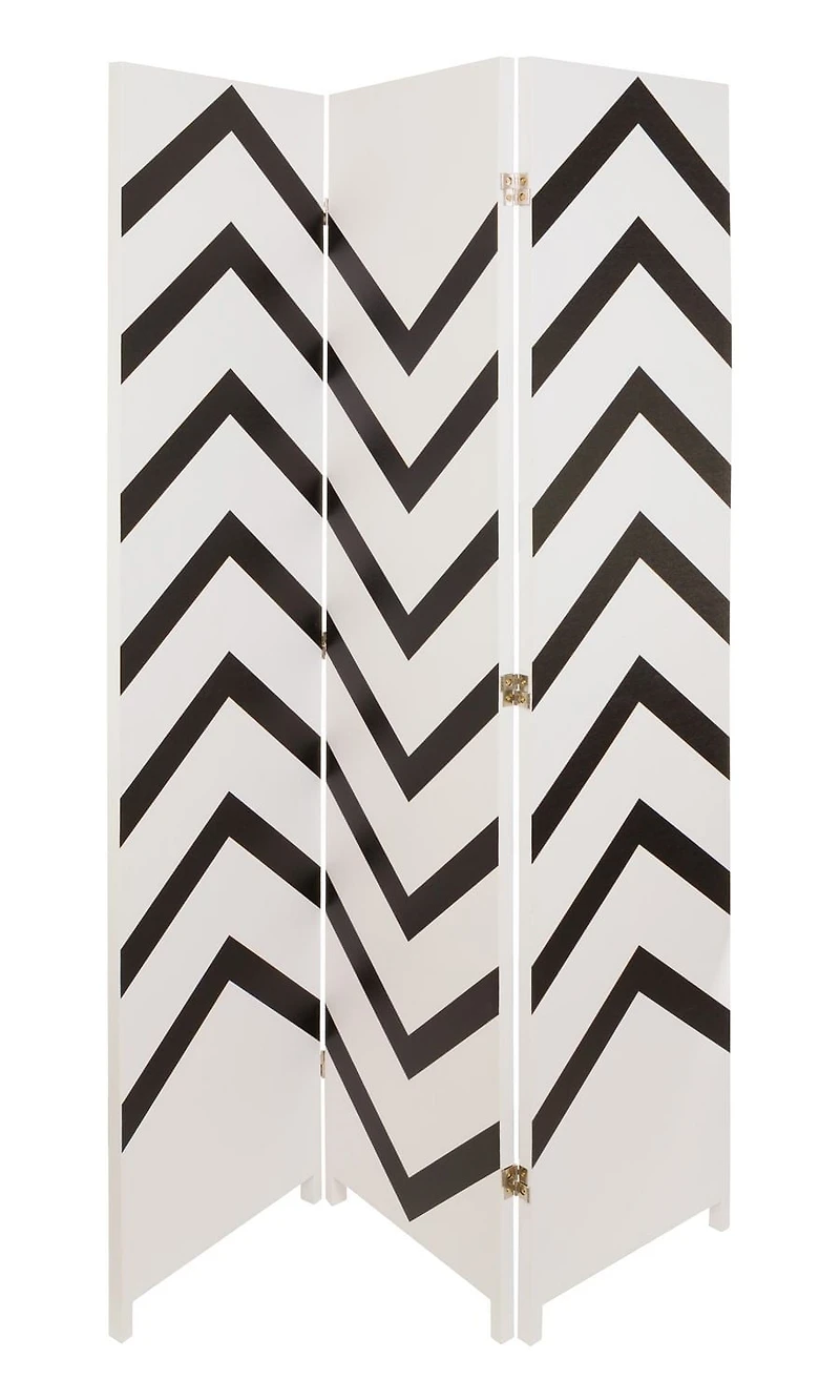 kieragrace Stockholm paravent Danielsson – 119,38 x 180,34 cm (47 x 71 po), zig-zag noir et blanc