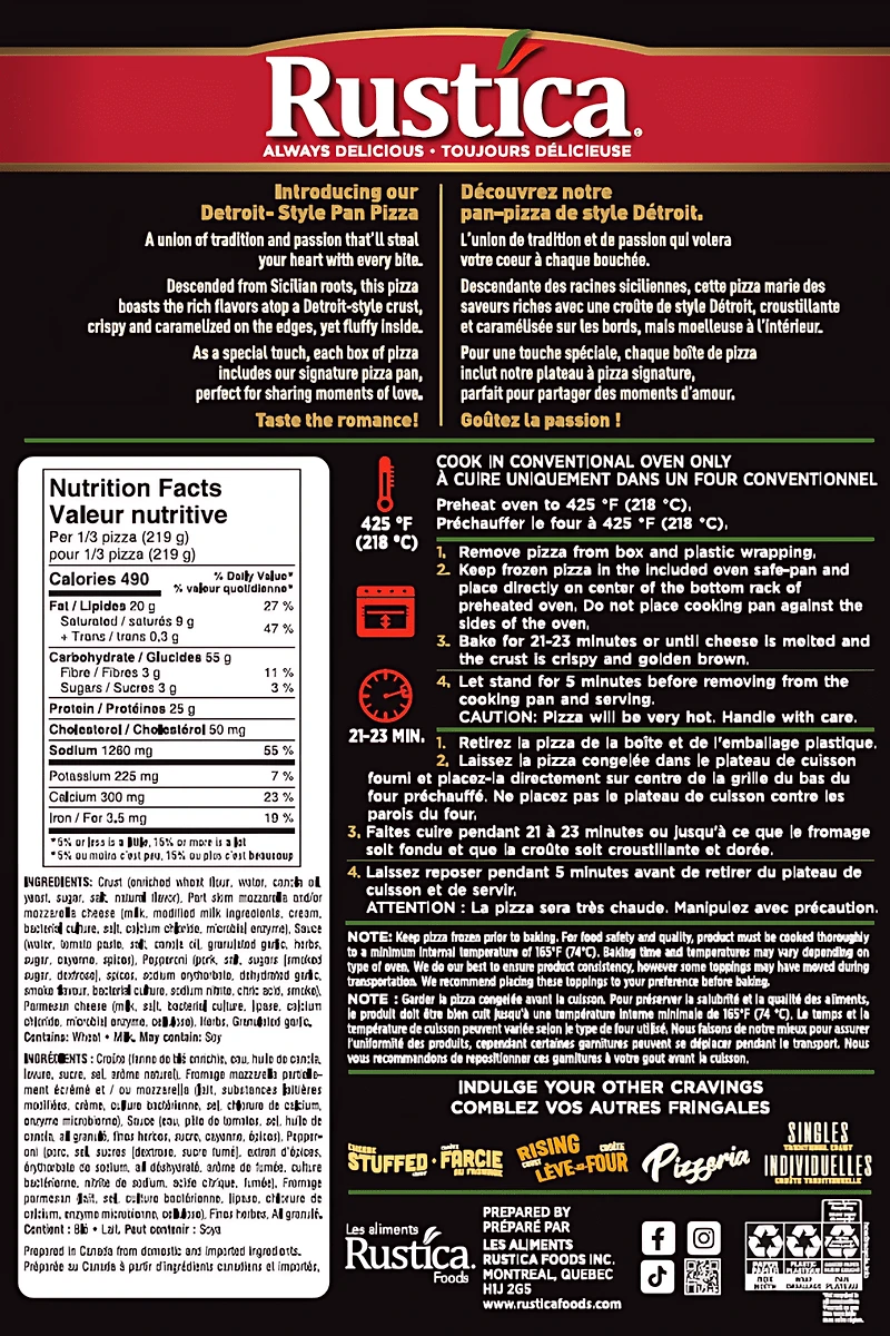 Rustica Detroit Style Pan Pizza Double Pepperoni, Detroit Style Pan Pizza Double Pepperoni