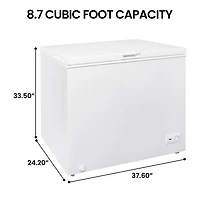 Kenmore Congélateur Coffre 8,7 pi³, 246L, Dégivrage Manuel, Couvercle à Charnière Équilibrée, Prêt pour le Garage, Blanc, Petit Congélateur