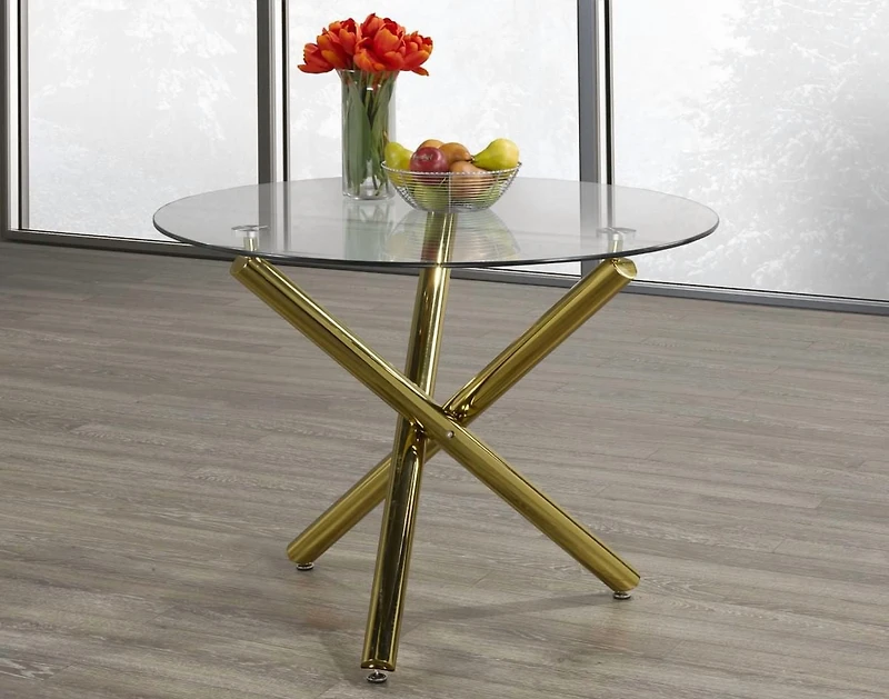 Fresno 5-Piece Dining Set, White/Gold<br>
