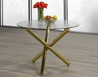 Fresno 5-Piece Dining Set, White/Gold<br>