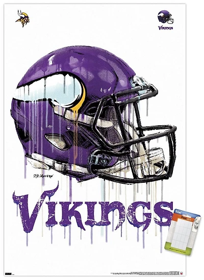 NFL Minnesota Vikings - Drip Helmet 20 Wall Poster, 22.375" x 34" Framed