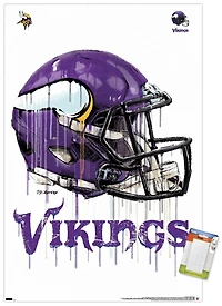 NFL Minnesota Vikings - Drip Helmet 20 Wall Poster, 22.375" x 34" Framed
