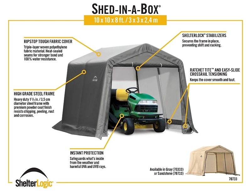 ShelterLogic Shed-in-a-Box 10 x 10 x 8 ft Grey Shed-in-a-Box
