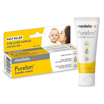Crème à la lanoline pour mamelons de Medela, pour l'allaitement maternel, 1 seul ingrédient 100% naturel, Nouveau Purelan 37g/1.3oz