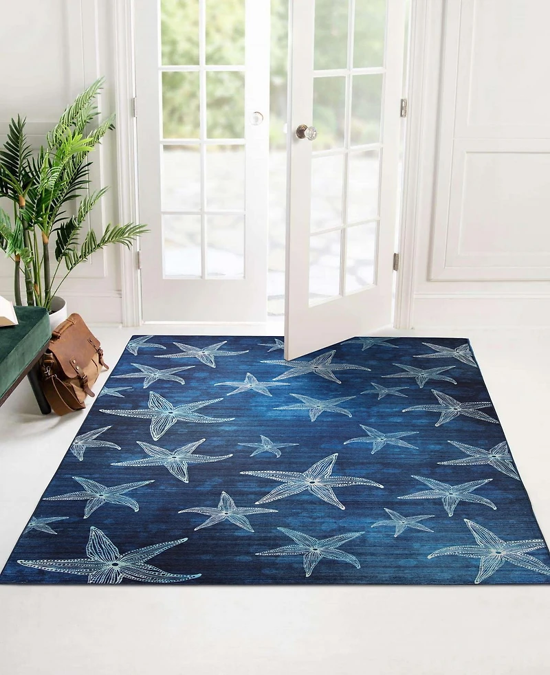 Outdoor Washable Boca Blue 5' x 7' Area Rug