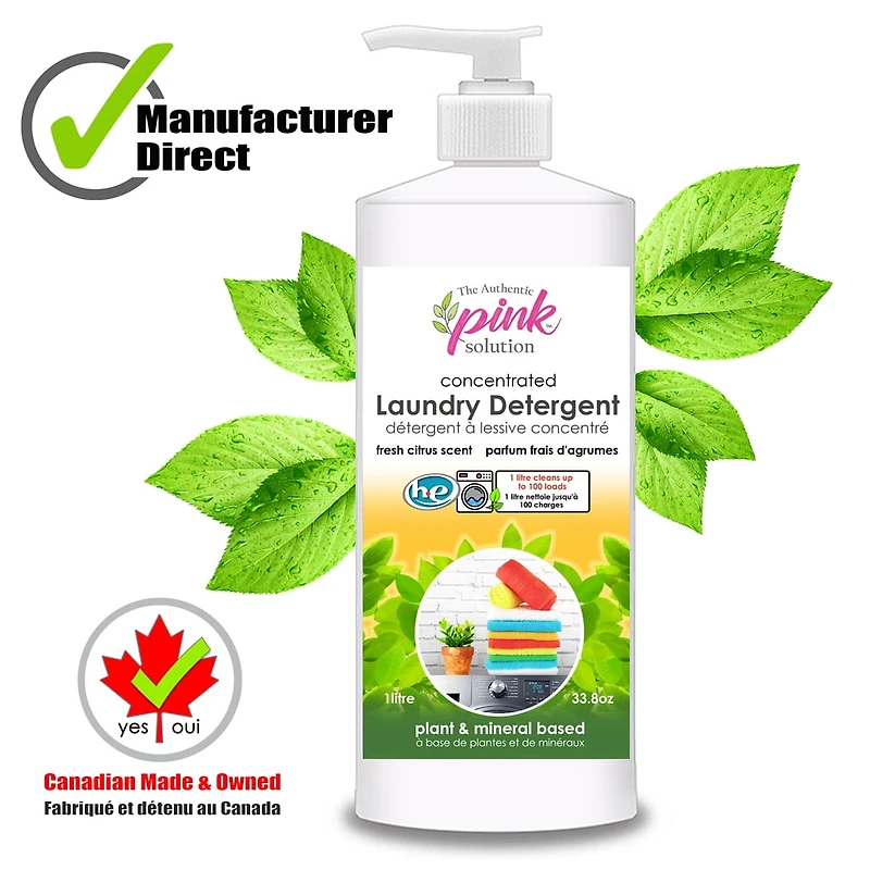 Pink Solution Concentrated Laundry Detergent Fresh Citrus, 1L, up to 100 Loads