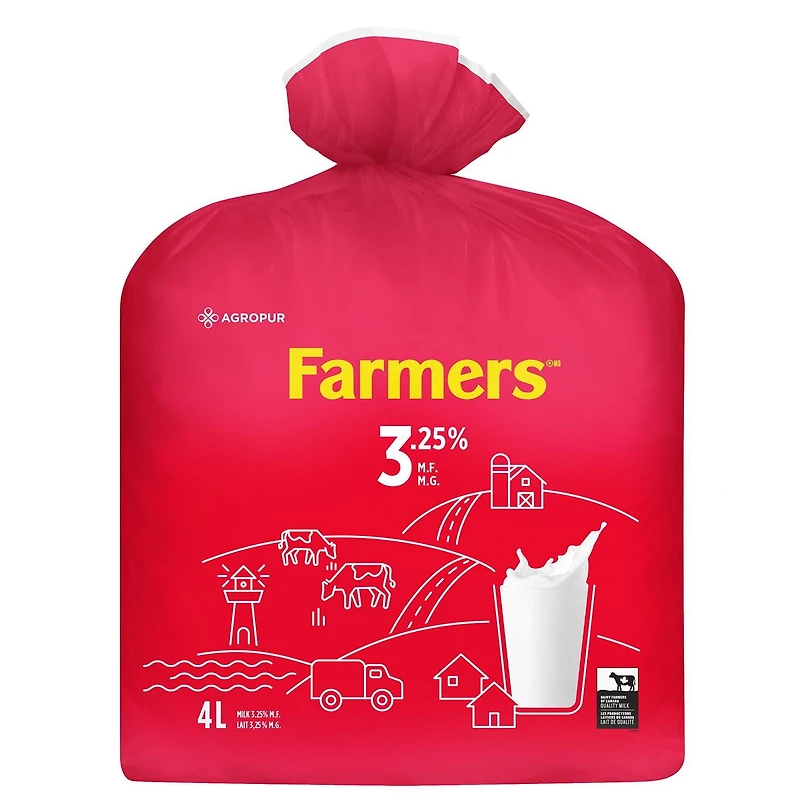 Lait homogénéisé 3,25 % Farmers 4 L en sec
