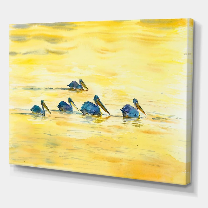 Designart Pelicans On The Yellow River Canvas Wall Art